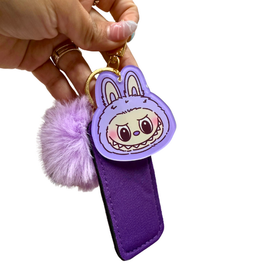 Purple Labubu Lip Balm Holder Keychain